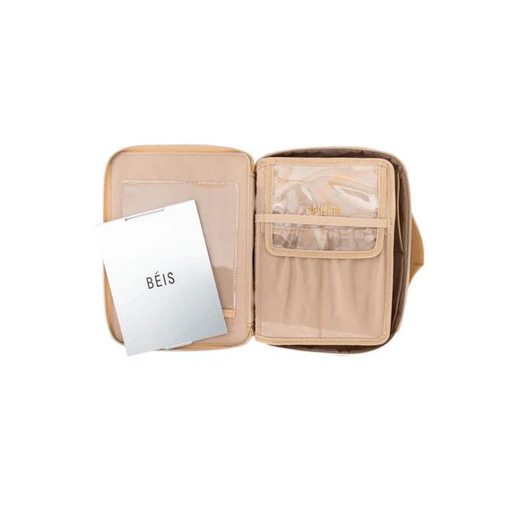 NWT Beis Faux Leather Vegan Cosmetic Case in Beige - Picture 7 of 10